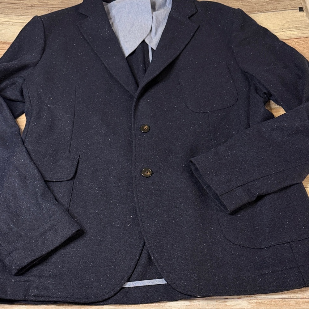 Taylor Stitch Mens Blue Speckled Wool Blend Blazer Sport Coat 44 XL Fitted